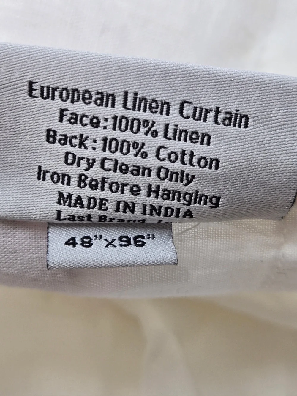 QUINCE Set Of 2 48x96 European Linen Curtains White 0420